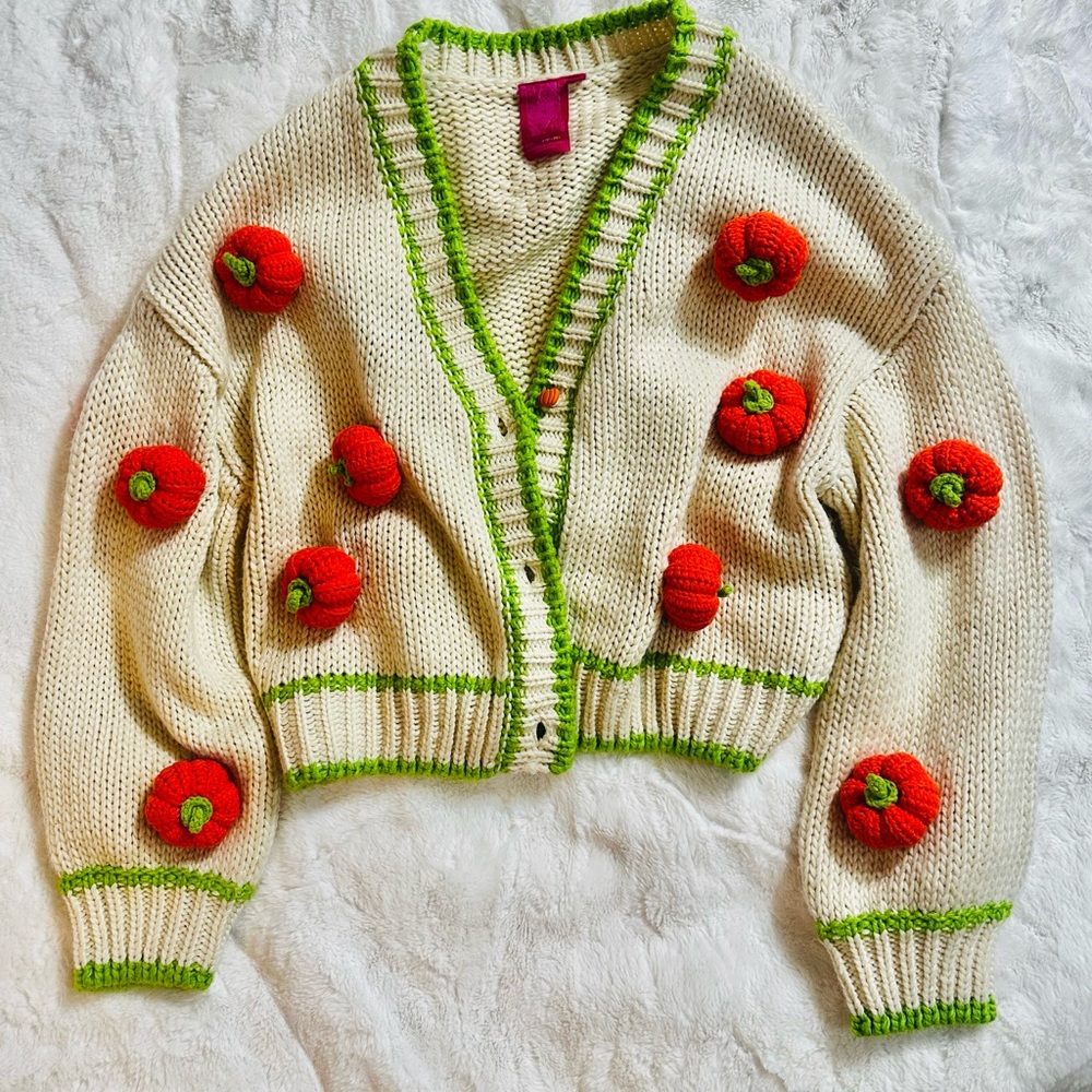 QOS (Queen of Sparkles) Knit Pumpkin Cardigan - RARE!